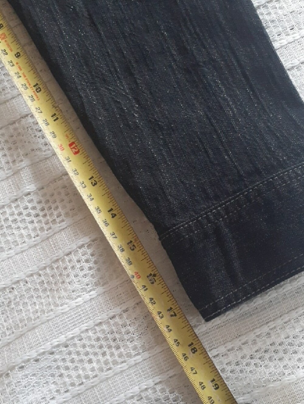Simon Chang Black Jean Jacket with Subtle Metallic Thread - Sz 10 - Picture 12 of 13